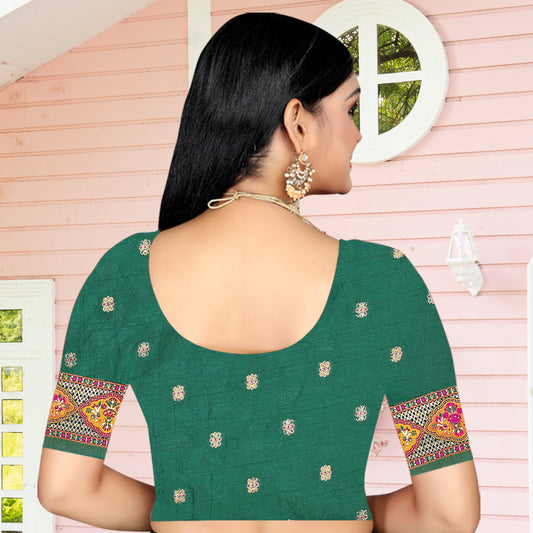Patola Kalakaari – Dark Green Silk Saree in Festive Rajputana Style