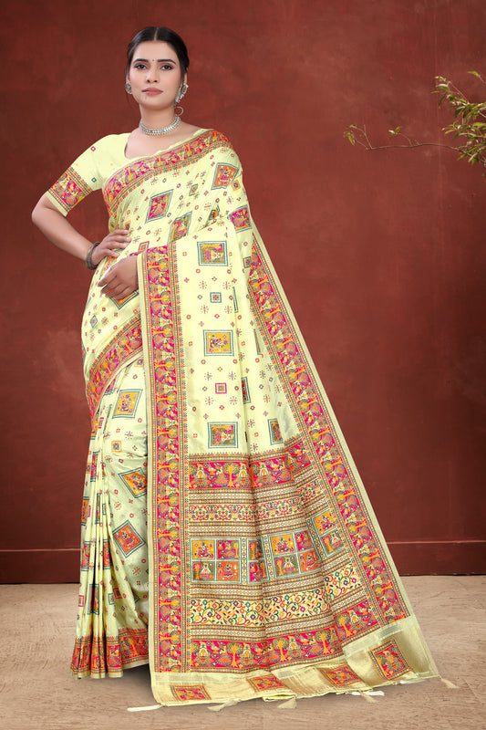 Sanskriti Saaree – Cream Drape with Heritage-Inspired Artistry