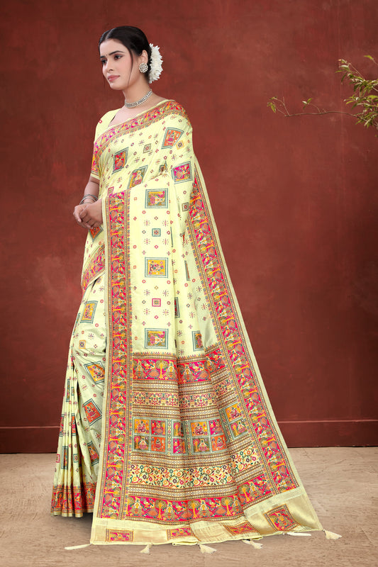 Sanskriti Saaree – Cream Drape with Heritage-Inspired Artistry